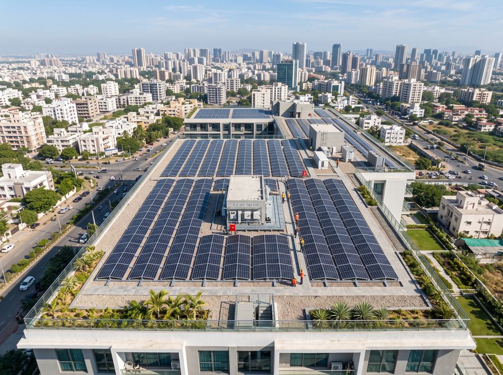 Rooftop solar on a commercial office building