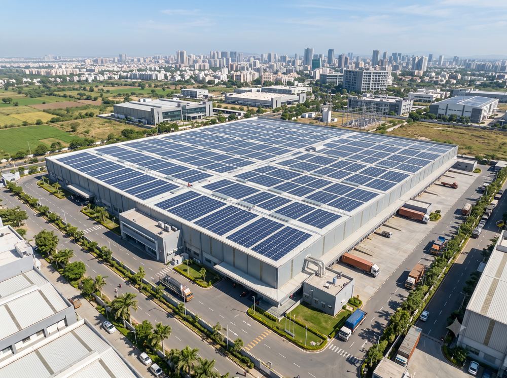 Rooftop solar on an industrial warehouse